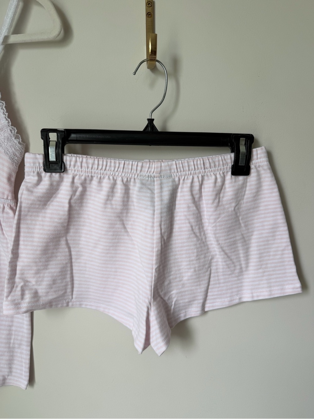 Just Polly Pink Striped lace trim Cami & Shorts cotton Sleep Set - Picture 6 of 8